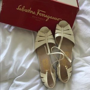 Ferragamo white sandals